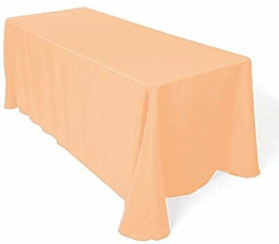 Peach Polyester Linen 90x156in fits our 8ft Rectangular Table to the Floor