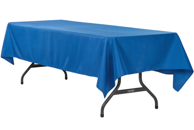 Royal Blue  Polyester linen 60x120in fits our 8ft Rectangular Table Half way to the Floor