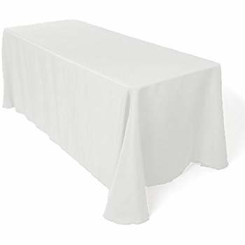 White Polyester Rectangular 90x132in Linen to Floor for 6ft Table 