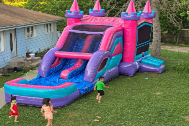 #89 Lucky Princess Inflatable Large Combo slide inside rental in Chicagoland IL