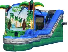 Inflatable jump house with waterslide. Bounce house rentals near Wheaton IL.