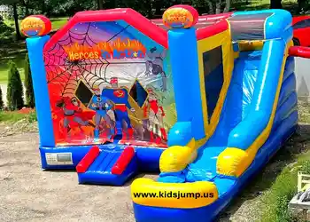 Superhero Bounce House with Pool In Batavia, IL