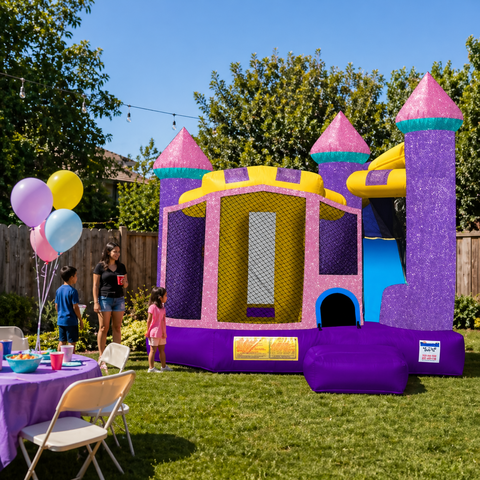 #441 Dazzling Castle w/Slide Inside bounce house rental in Chicagoland IL