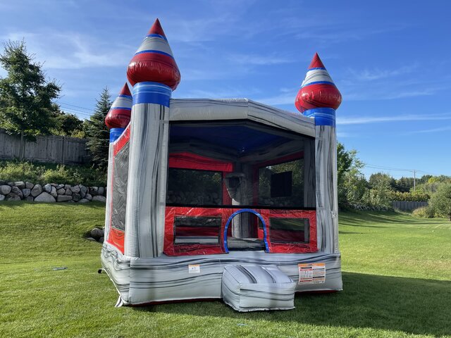 Titanium Red & Silver Bounce House (13x13)