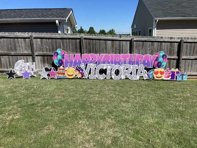 Pink & Purple Happy Birthday Yard Sign