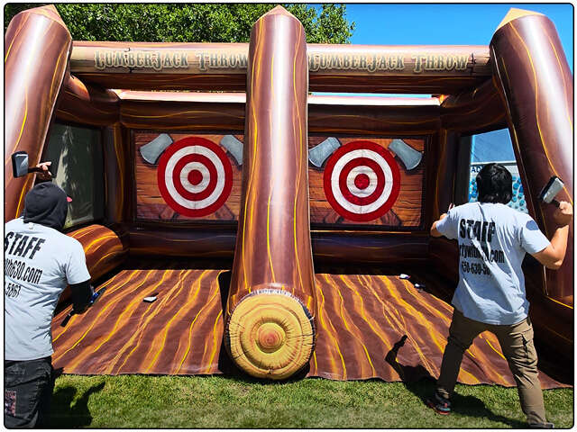 Interactive inflatable challenge station for school and community events