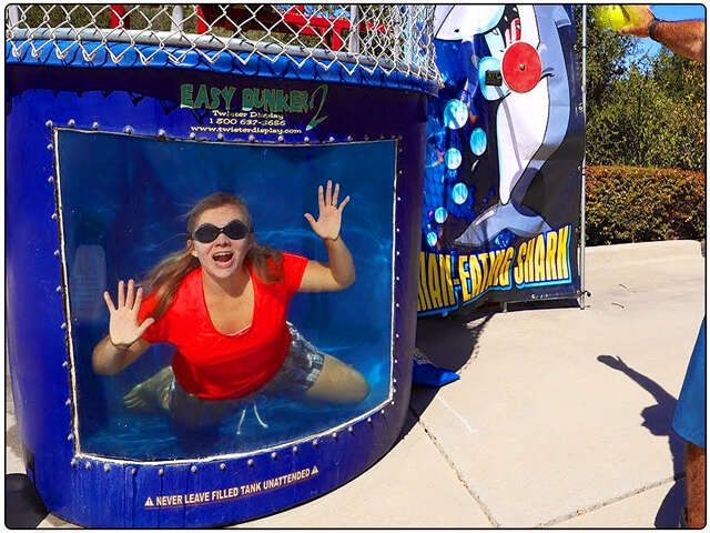 Dunk tank fundraiser station for schools, churches, and community events