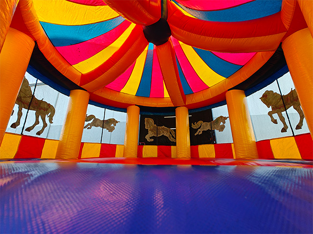 Interior of the carousel bounce house