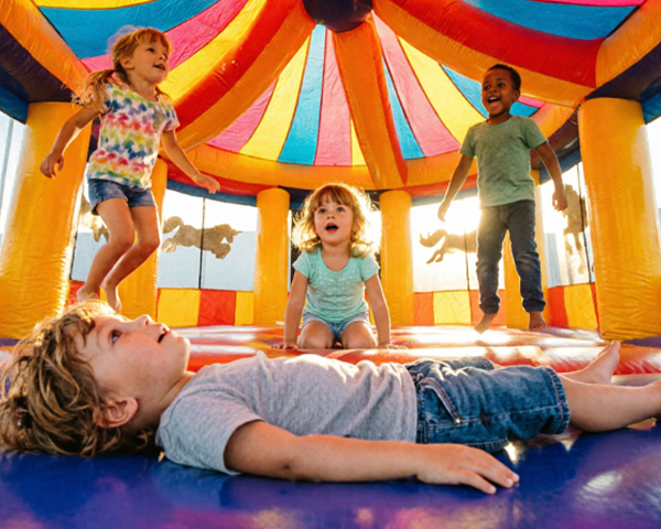 Interior of the carousel bounce house