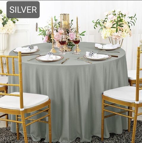 120” SILVER ROUND TABLE CLOTHS