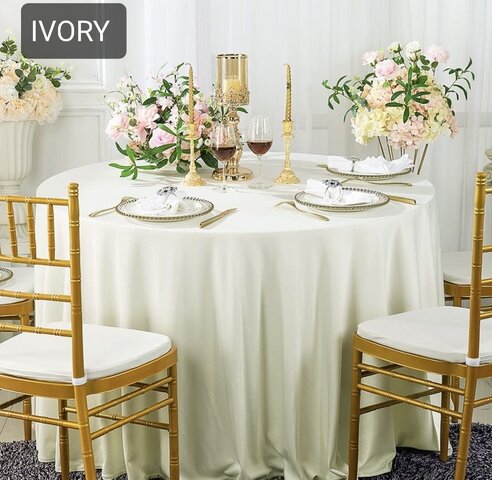 120” IVORY ROUND TABLE CLOTHS