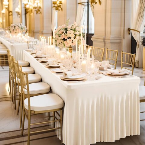 Ivory 6FT Rectangular (pleated)
