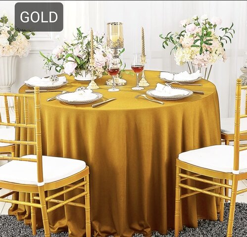 120” GOLD ROUND TABLE CLOTHS
