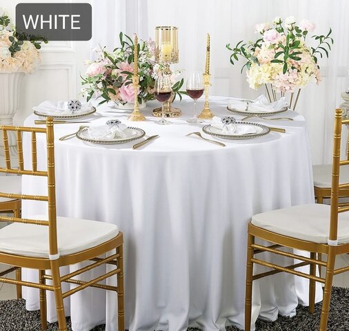 120” WHITE ROUND TABLE CLOTHS