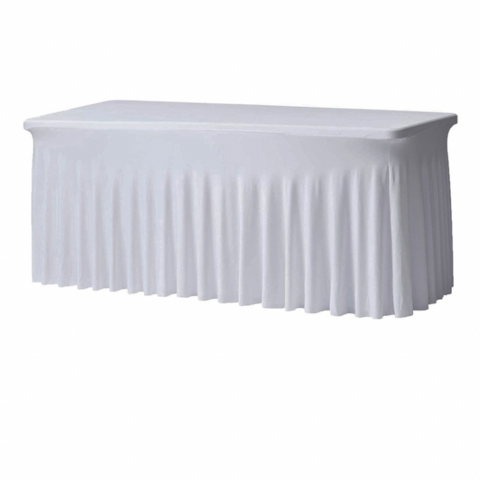 8ft White Pleated Table Cloth