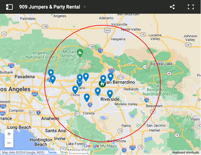 Party Rental Fontana Delivery Area