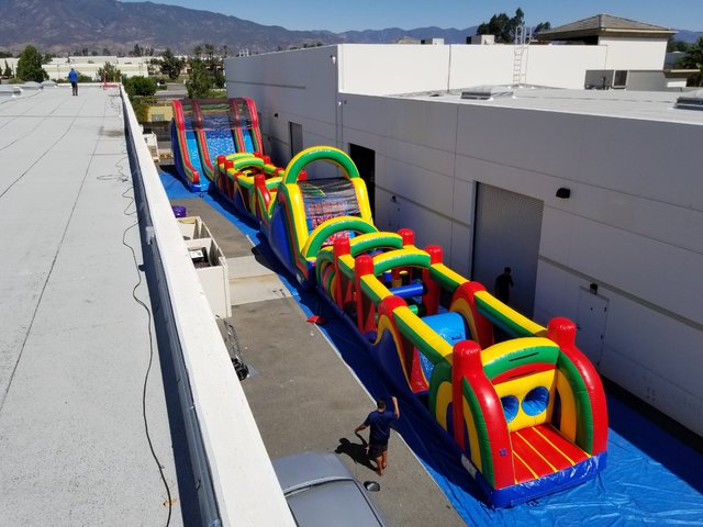 140 ft. Extreme Obstacle Challenge with 22 ft. Rock Climb Double Slide