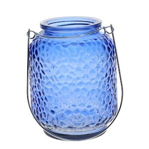 Blue Textured Glass Candleholder