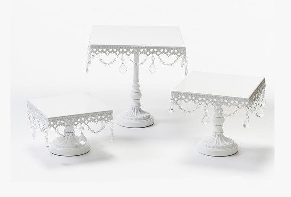 Small Square Pedestal Chandelier Cake Stand