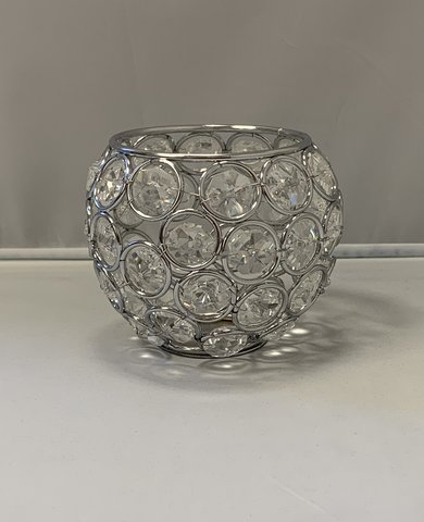 3 inch bright silver crystal votive tea light candle holder
