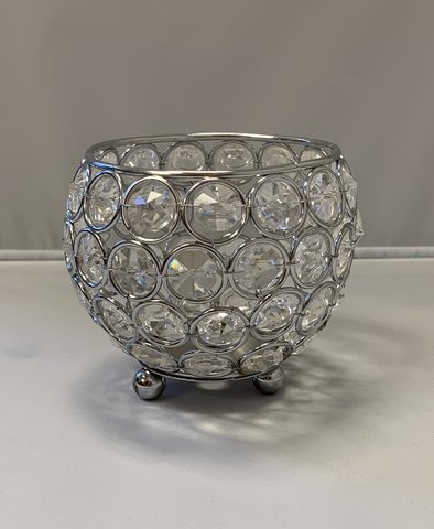 3.5 inch bright silver crystal votive tea light candle holder