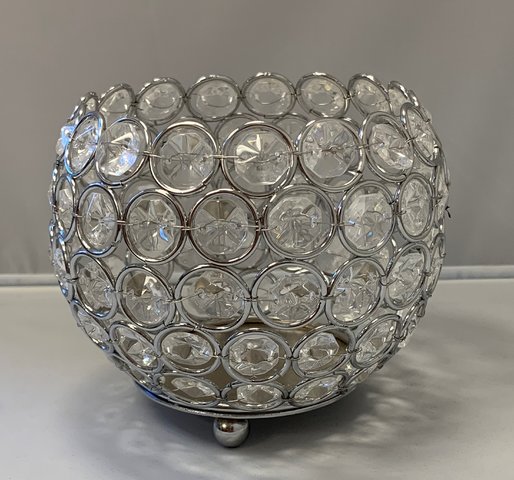 4 inch bright silver crystal votive tea light candle holder