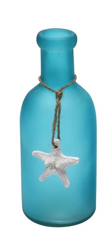 Matte Blue Bottle with a White Starfish Charm