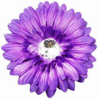 Purple Flower Clip w/Rhinestone center