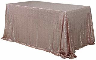 90 x 156 Rose Gold Sequin Tablecloth