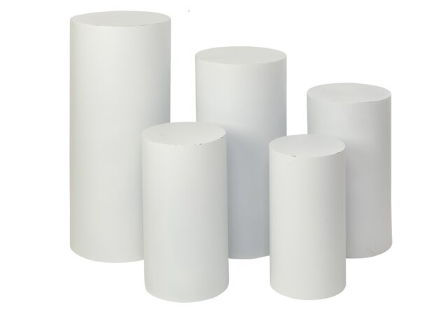 One Large White Metal Cylinder Pedestal Pillar Display 