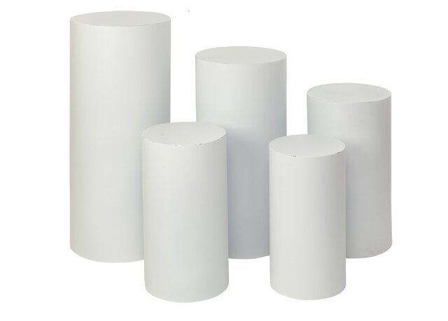 One Extra Large White Metal Cylinder Pedestal Pillar Display 