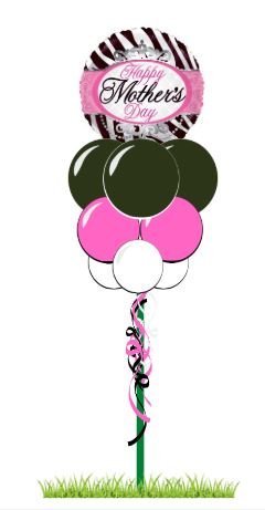 Zebra Happy Mothers Day Yard Balloon Pole