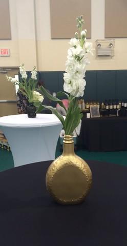 Wine bottles painted gold