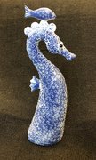 Blue Seahorse ceramic statue