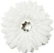 White Flower Clip w/Rhinestone center
