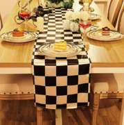 12" x 108" Black and White Checkered Runner