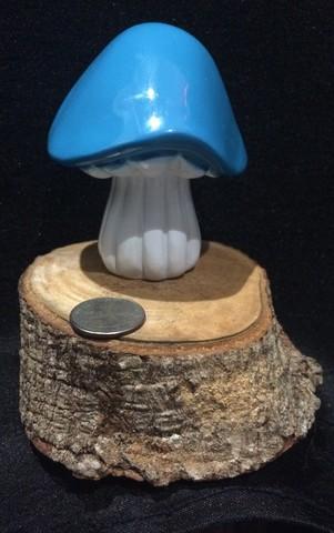 Small Ceramic Aqua and White Mushroom Props