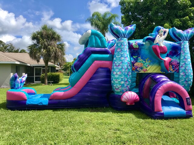 Mermaid bounce house with water slide rental