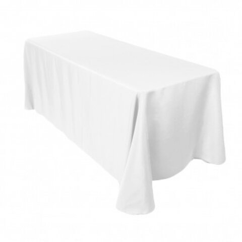 6ft Rectangular White Linen (Full Length)