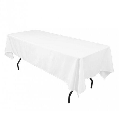 6ft Rectangular White Linen (Lap Length)