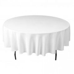 5ft Round White Linen (Lap Length)