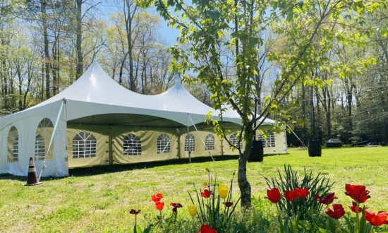 A&B Party Rentals white event tent setup outdoors