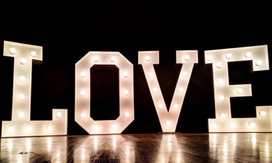 A&B Party Rentals illuminated marquee LOVE letters display