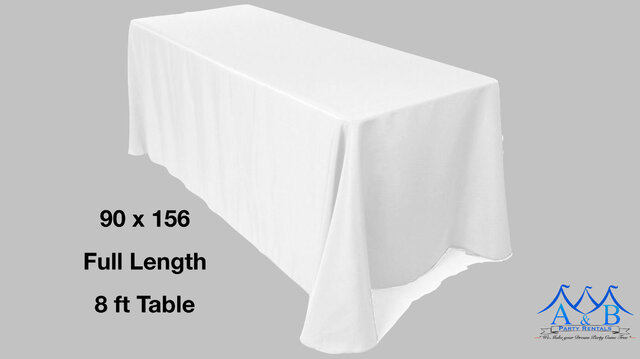 White Linen for 8ft Tables Full Length