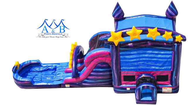 Galaxy Dual Bounce House Combo With Pool