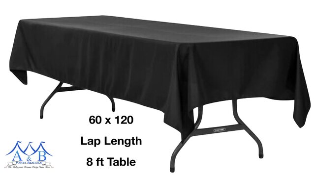 Black Linen for 8ft Tables Lap Length