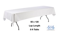 White Linen for 8ft Tables Lap Length