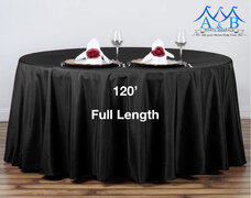 Black Round Linen 120’ Full length 