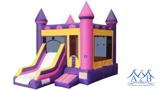 Pink Castle Bounce House Combo 