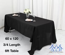 Black Linen for 6ft Tables 3/4 Length